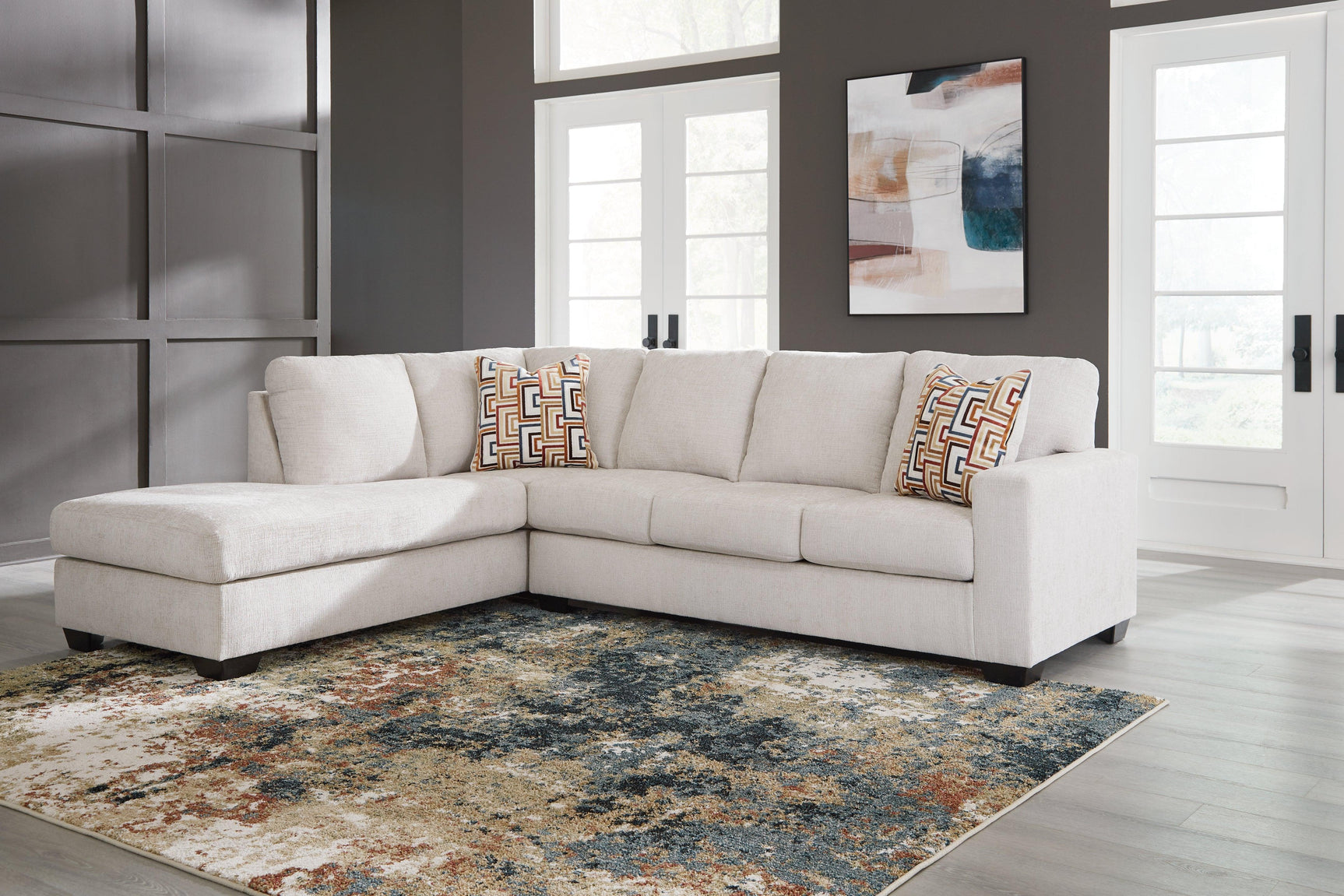 Aviemore Stone Chenille 2-Piece Sectional with Chaise