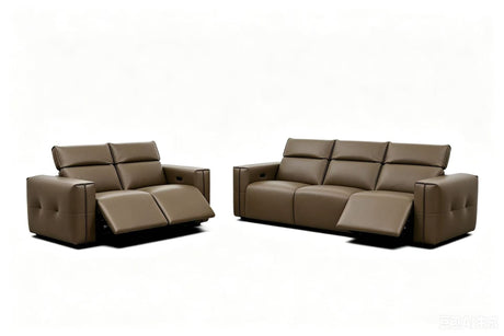Ember Brown Italian Leather Match 2-Piece Power Reclining Sofa and Loveseat Set view 15