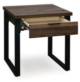 Wickman Falls Dark Brown End Table — angled view