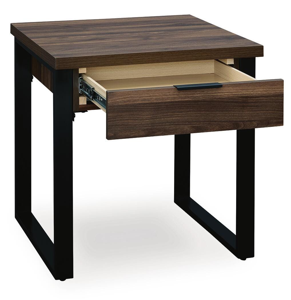Wickman Falls Dark Brown End Table — angled view
