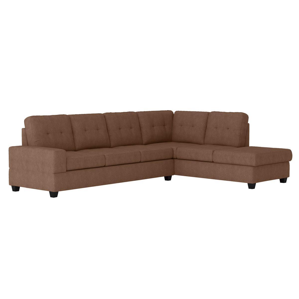 Chocolate Traditional Modern Solid Wood And Plywood Fabric Upholstered Tufted Sectional - Ella Furniture