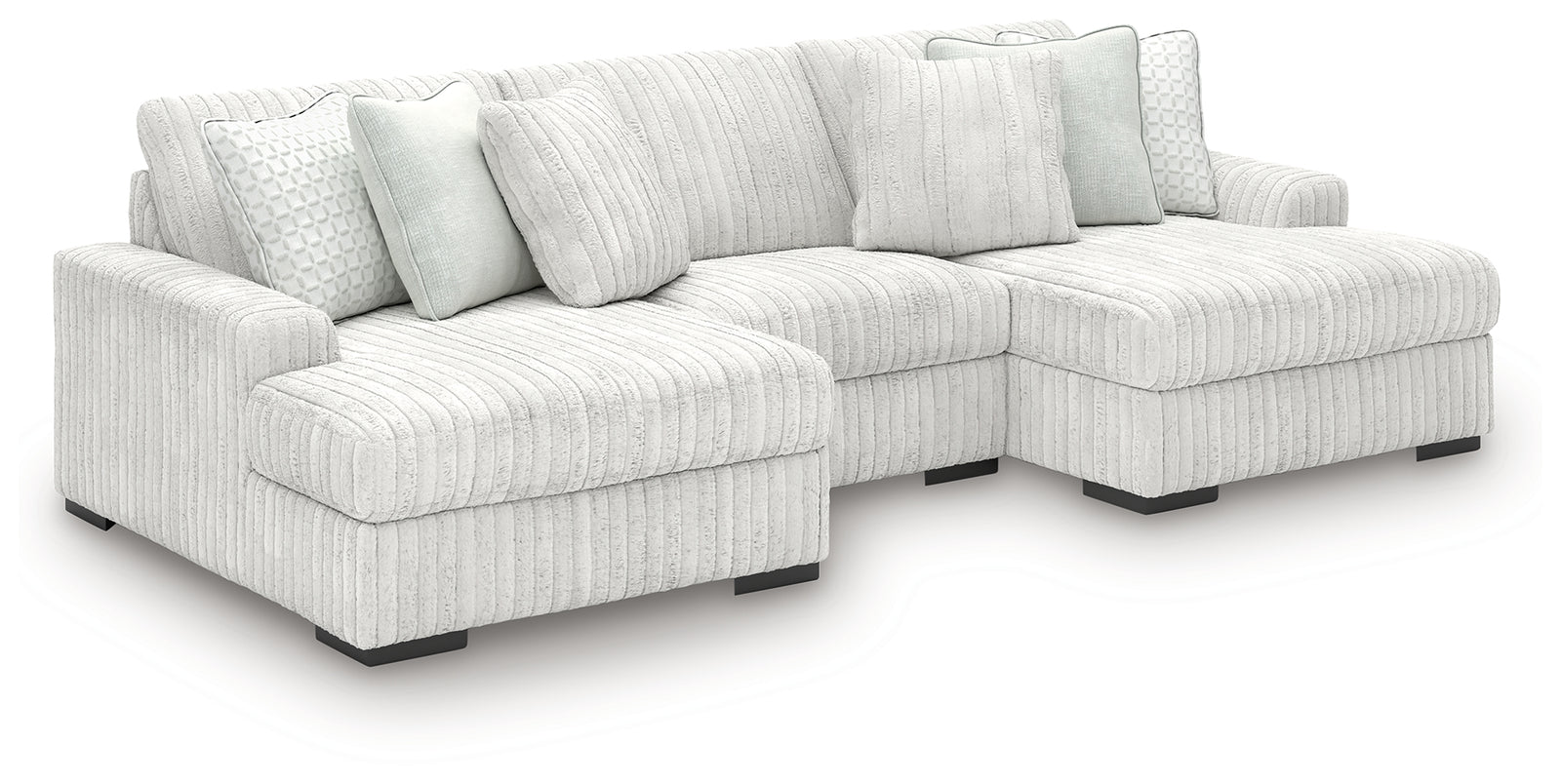 Stupendous Alloy Velvet 3-Piece Sectional with Double Chaise