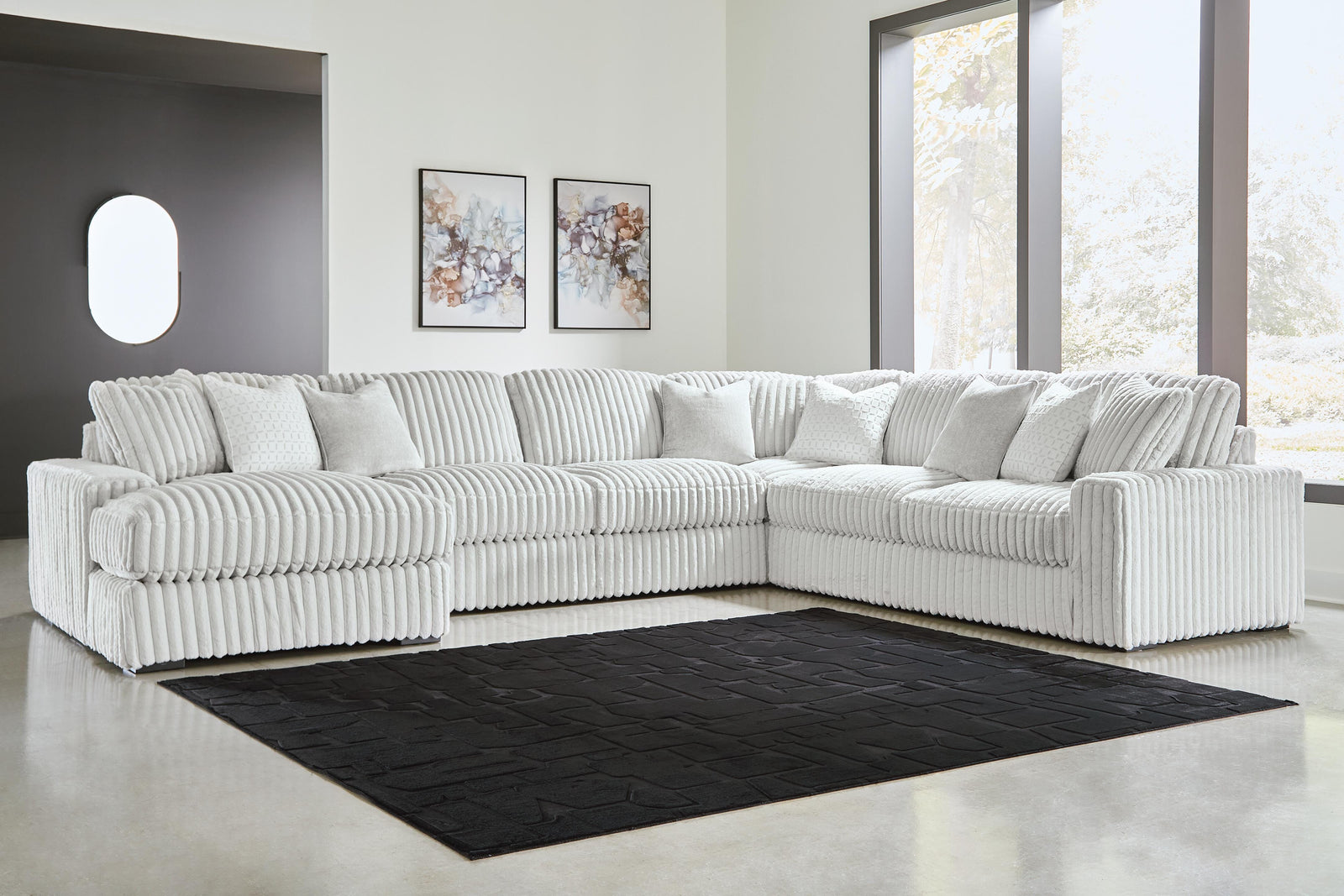 Stupendous Alloy Velvet 5-Piece Sectional with Chaise