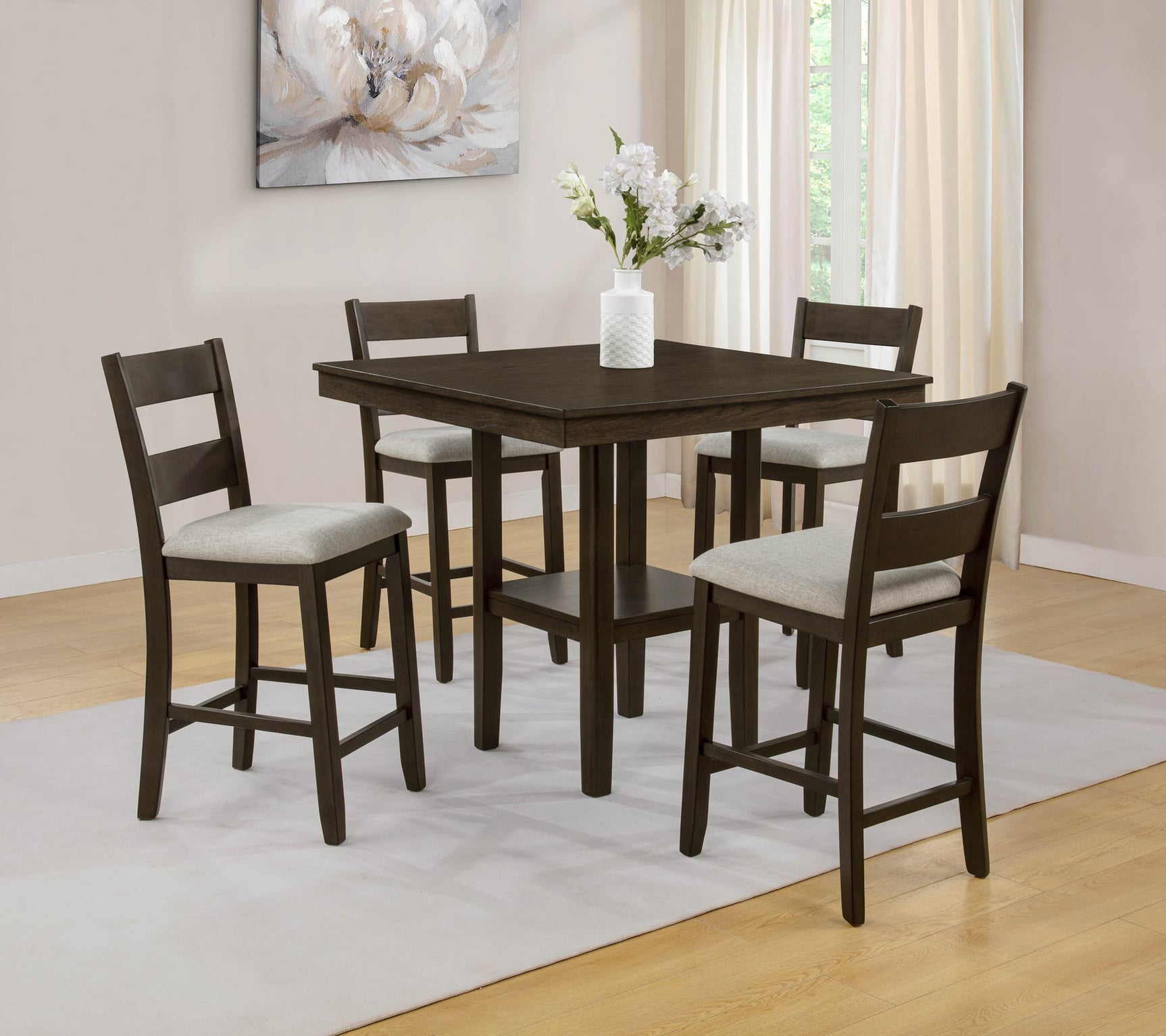 Lester 5-Piece Brown Counter Height Set from Ella Furniture