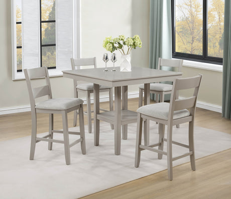 Lester 5-Piece Greige Counter Height Set from Ella Furniture