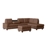 Chocolate Traditional Solid Wood And Plywood Fabric Upholstered Tufted Ottoman Sectional - Ella Furniture