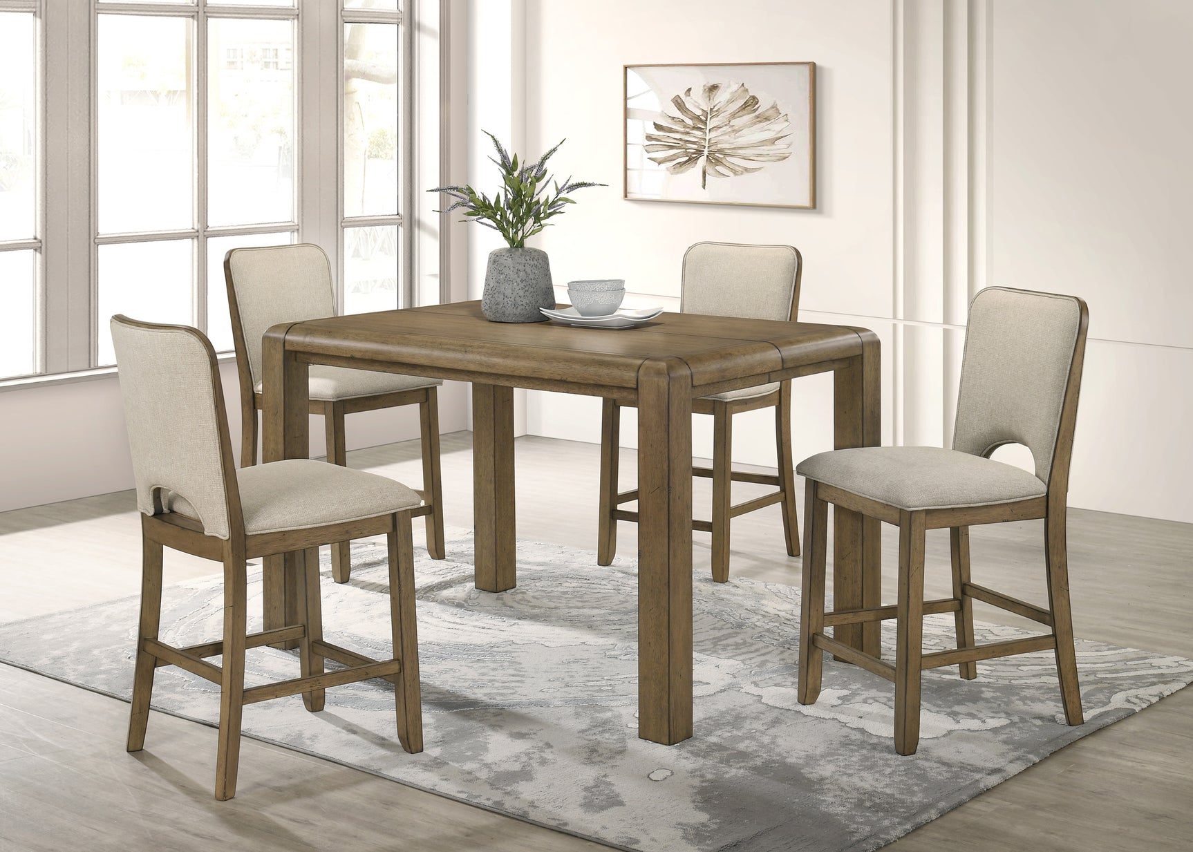 Cockrell Light Brown Rectangular Counter Height Set