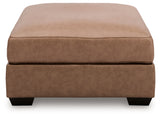 WillowBend Caramel Faux Leather Oversized Accent Ottoman