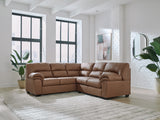 WillowBend Caramel Faux Leather 2-Piece Sectional