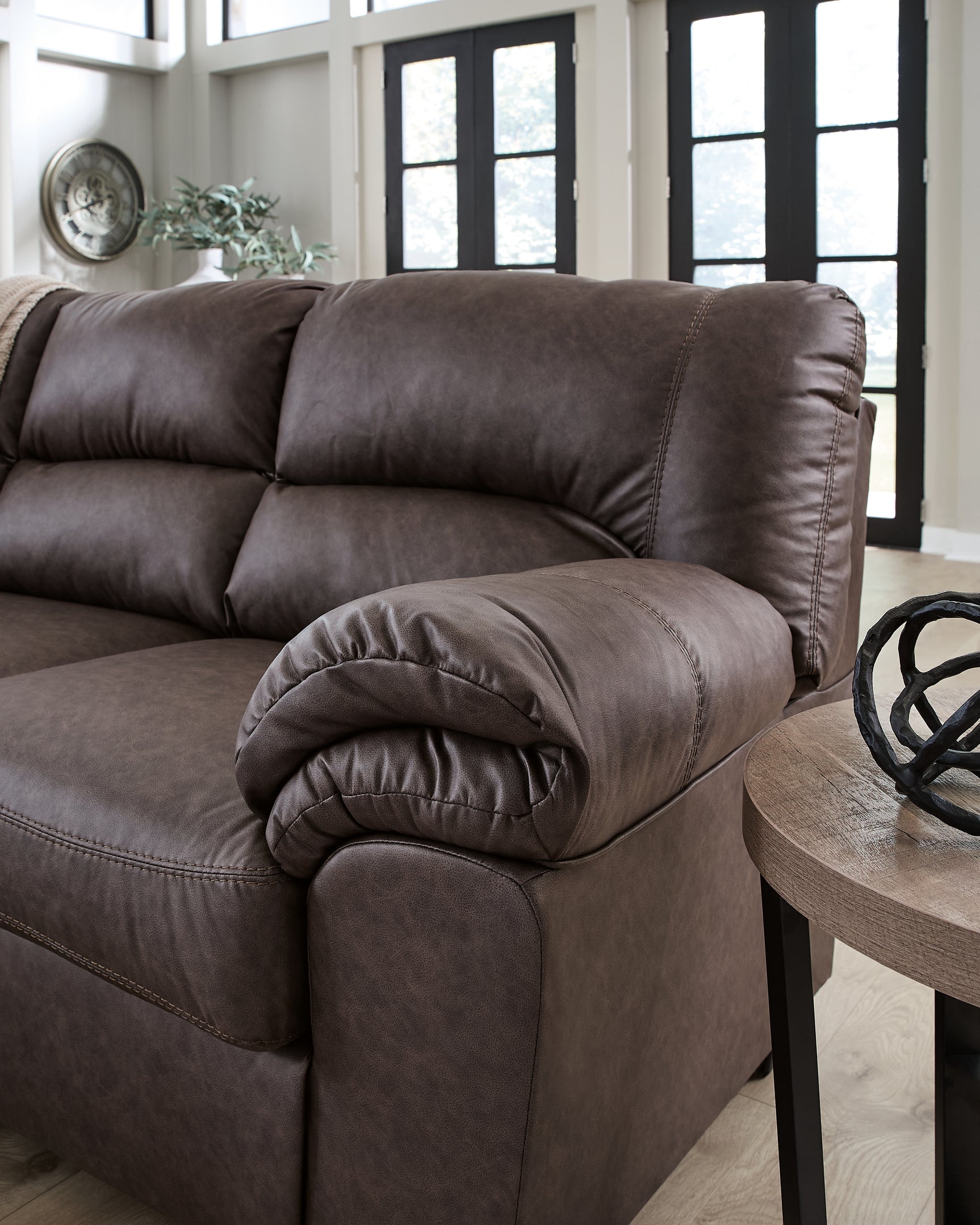 WillowBend Umber Faux Leather 2-Piece Sectional