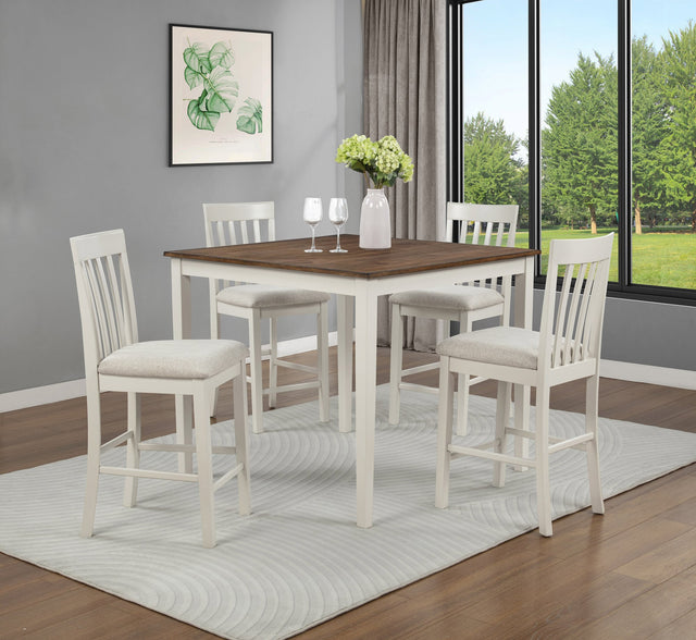 Brody 5-Piece White Brown Counter Height Set from Ella Furniture