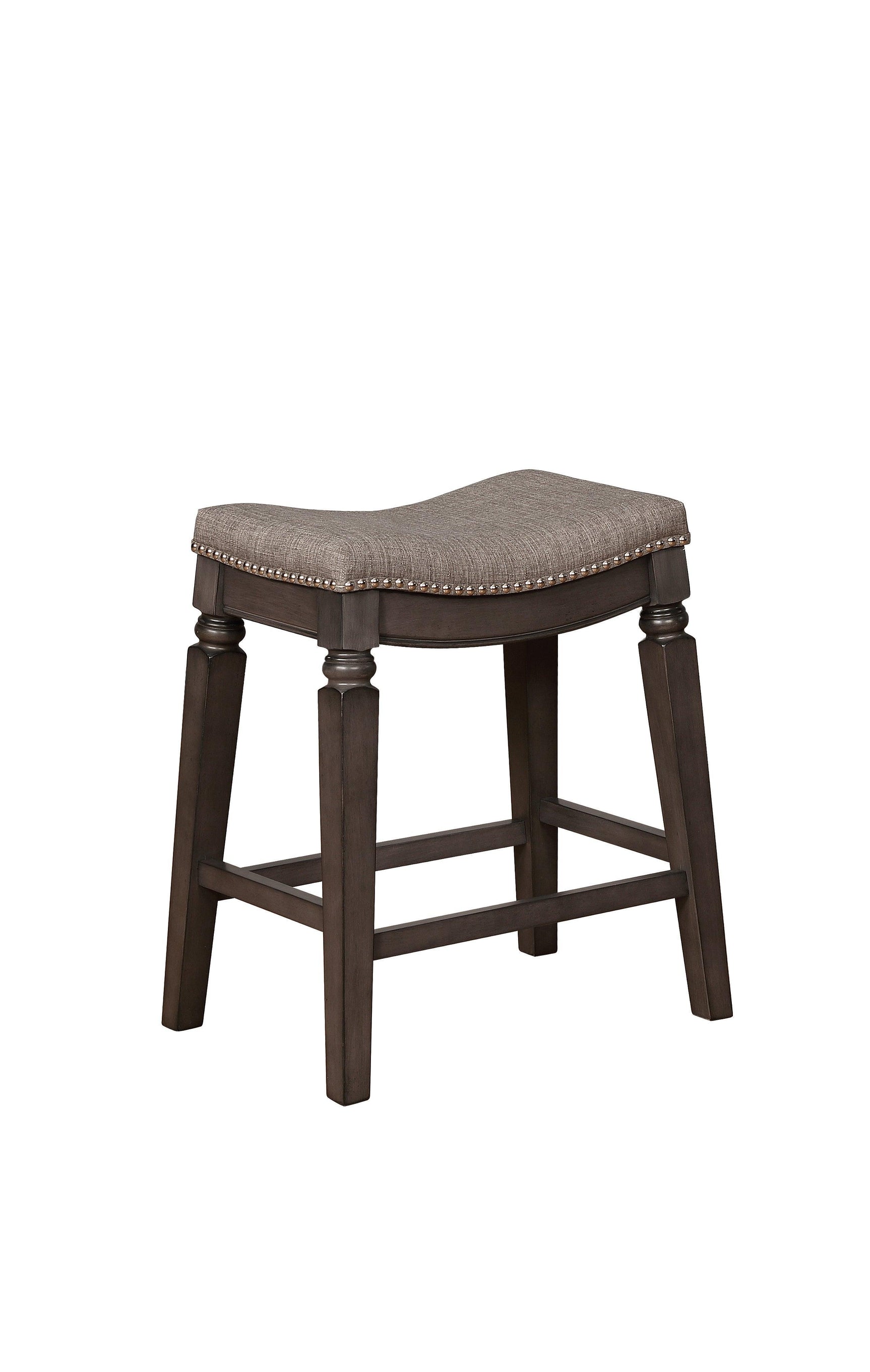 Farlin Gray Saddle Modern Fabric Wood Counter Height Stool - Ella Furniture