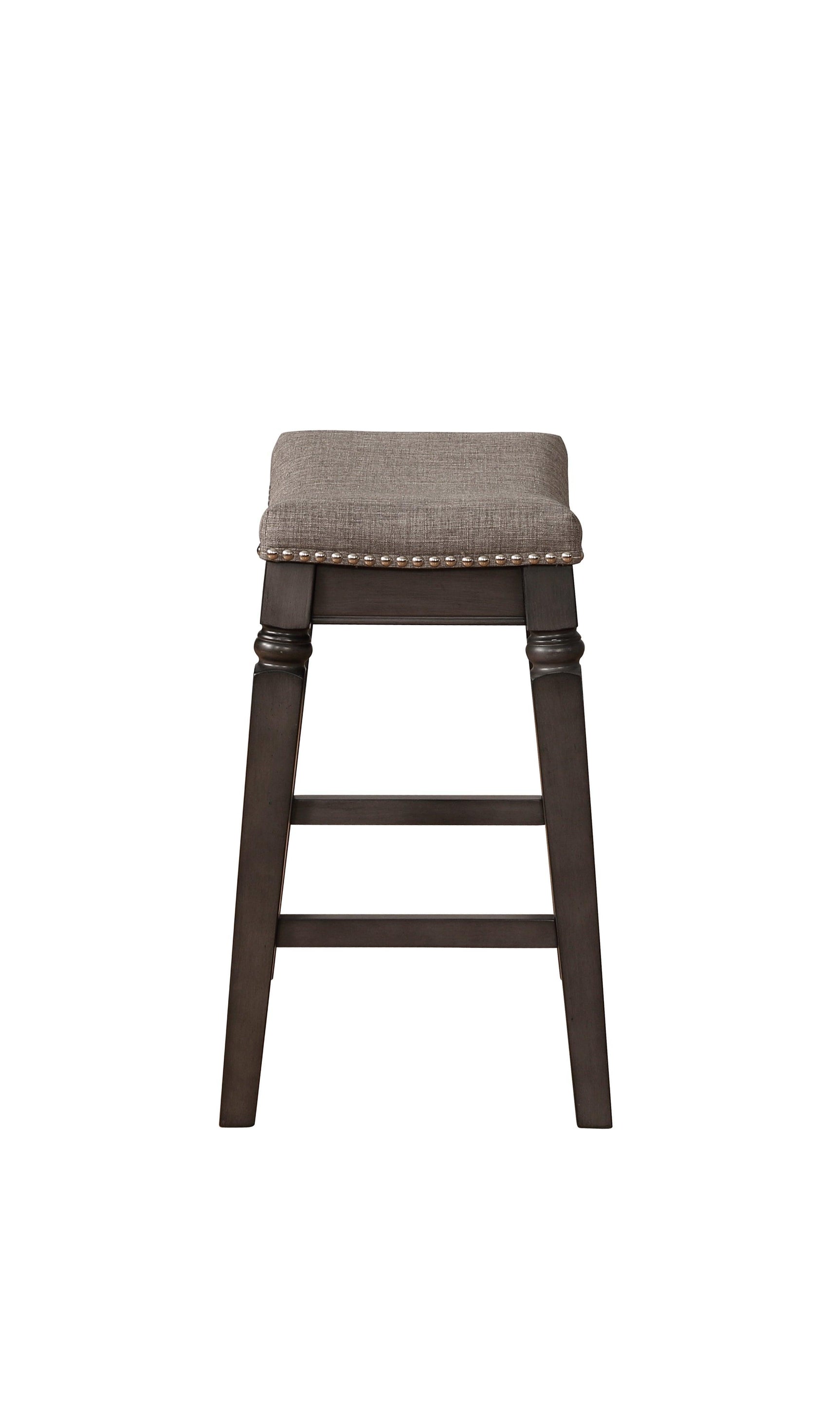 Farlin Gray Saddle Modern Fabric Wood Counter Height Stool - Ella Furniture