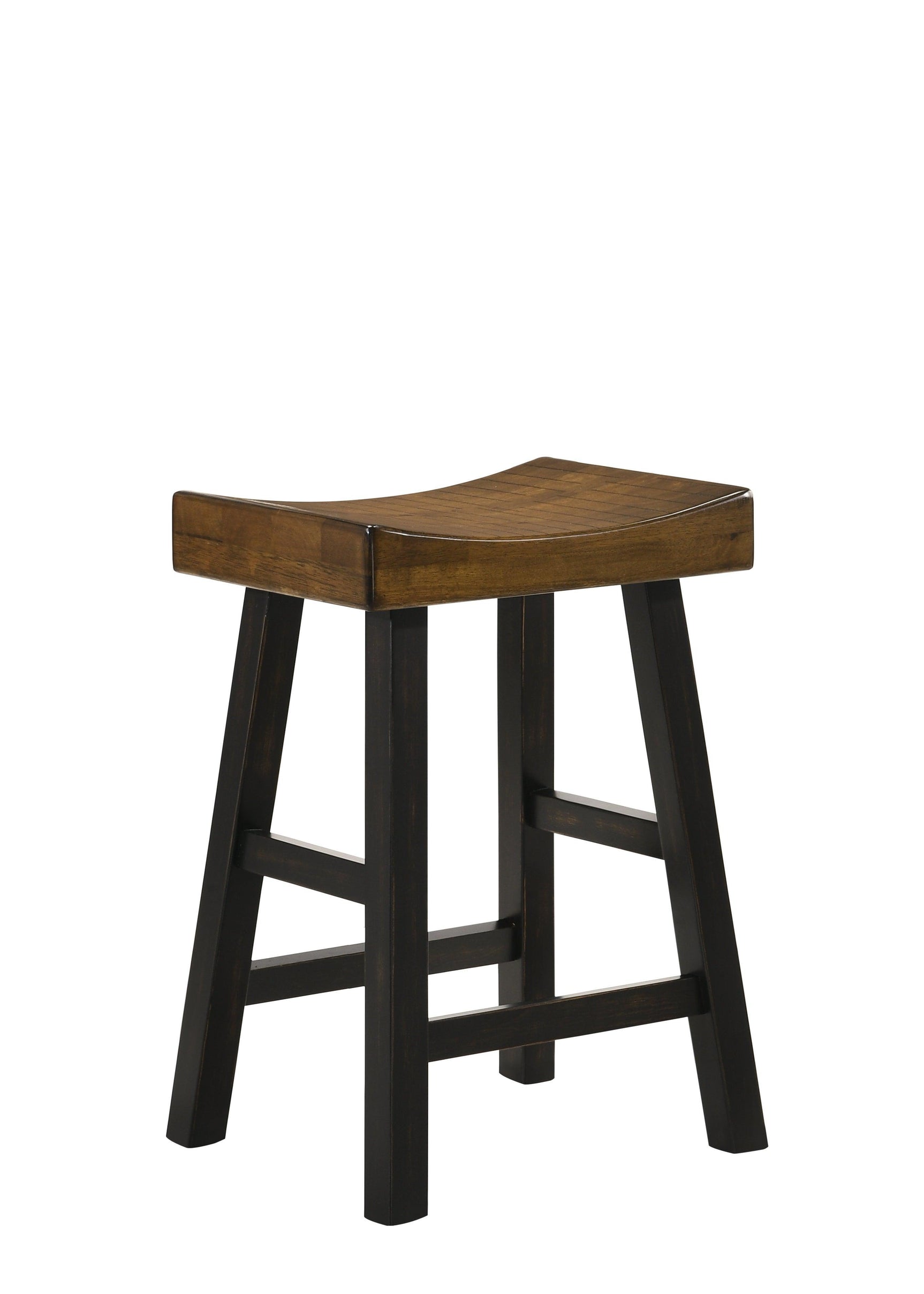 Aruba Saddle Rustic Oak Transitional Wood Bar Stool - Ella Furniture