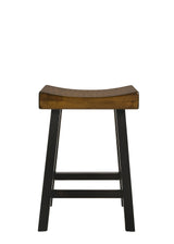 Aruba Saddle Rustic Oak Transitional Wood Bar Stool - Ella Furniture