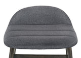 Samar Charcoal Grey Ivory Modern Fabric Wood Bar Stool - Ella Furniture