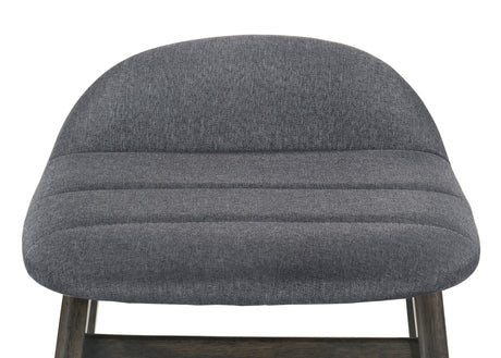 Samar Charcoal Grey Ivory Modern Fabric Wood Bar Stool - Ella Furniture
