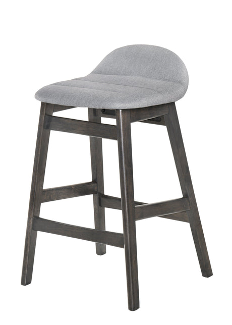Samar Charcoal Grey Ivory Modern Fabric Wood Bar Stool - Ella Furniture