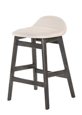 Samar Charcoal Grey Ivory Modern Fabric Wood Bar Stool - Ella Furniture