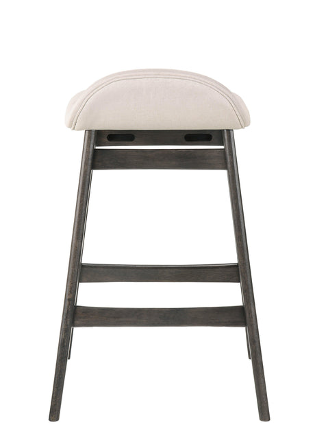 Samar Charcoal Grey Ivory Modern Fabric Wood Bar Stool - Ella Furniture