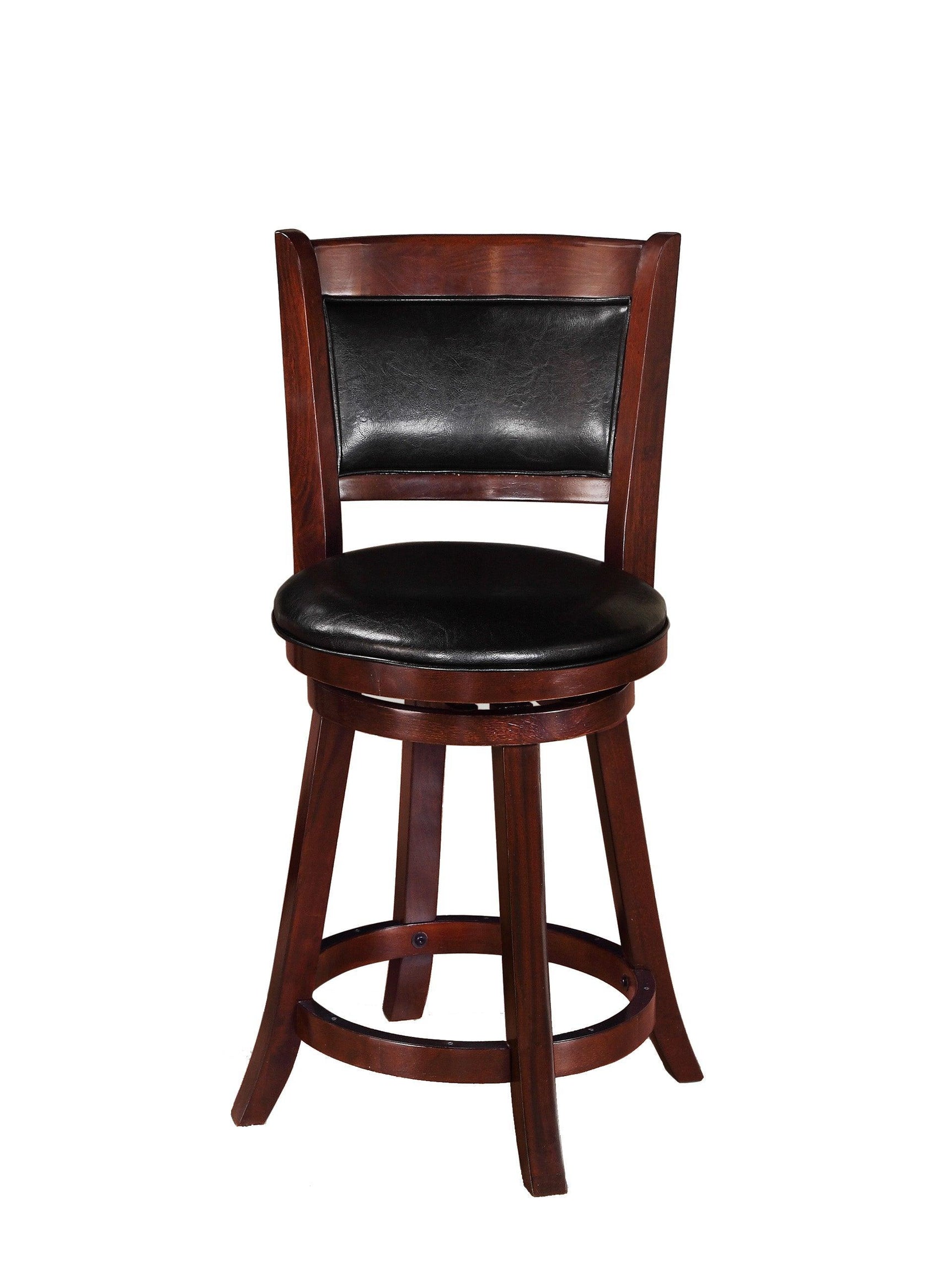 Cecil Swivel Cherry Transitional Faux Leather Hardwood And Veneers Pub Stool - Ella Furniture