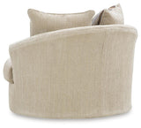 Lofwood Oatmeal Chenille Swivel Accent Chair — back view