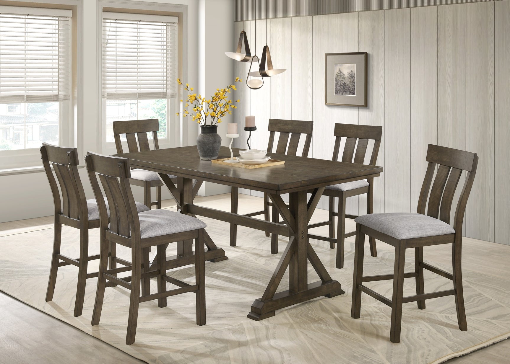 Lloyd Gray Rectangular Counter Height Set