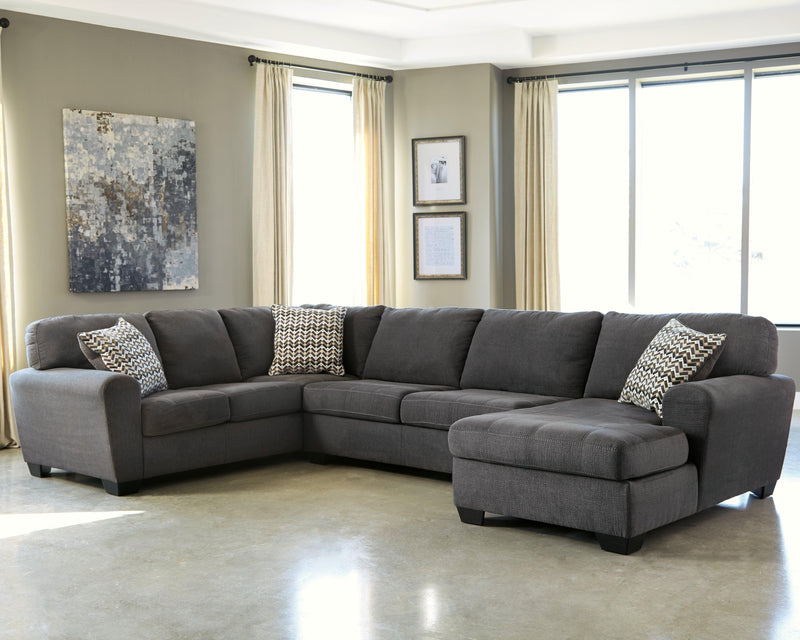 Ambee Slate Chenille 3-Piece Sectional With Chaise - Ella Furniture