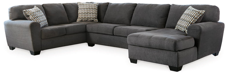Ambee Slate Chenille 3-Piece Sectional With Chaise - Ella Furniture