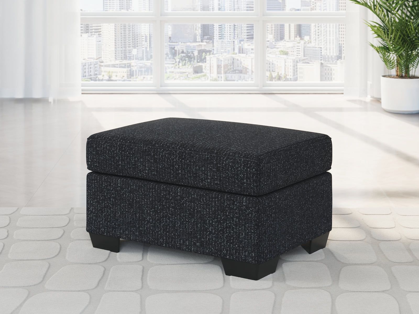 Jasmine Peaks Coal Chenille Ottoman
