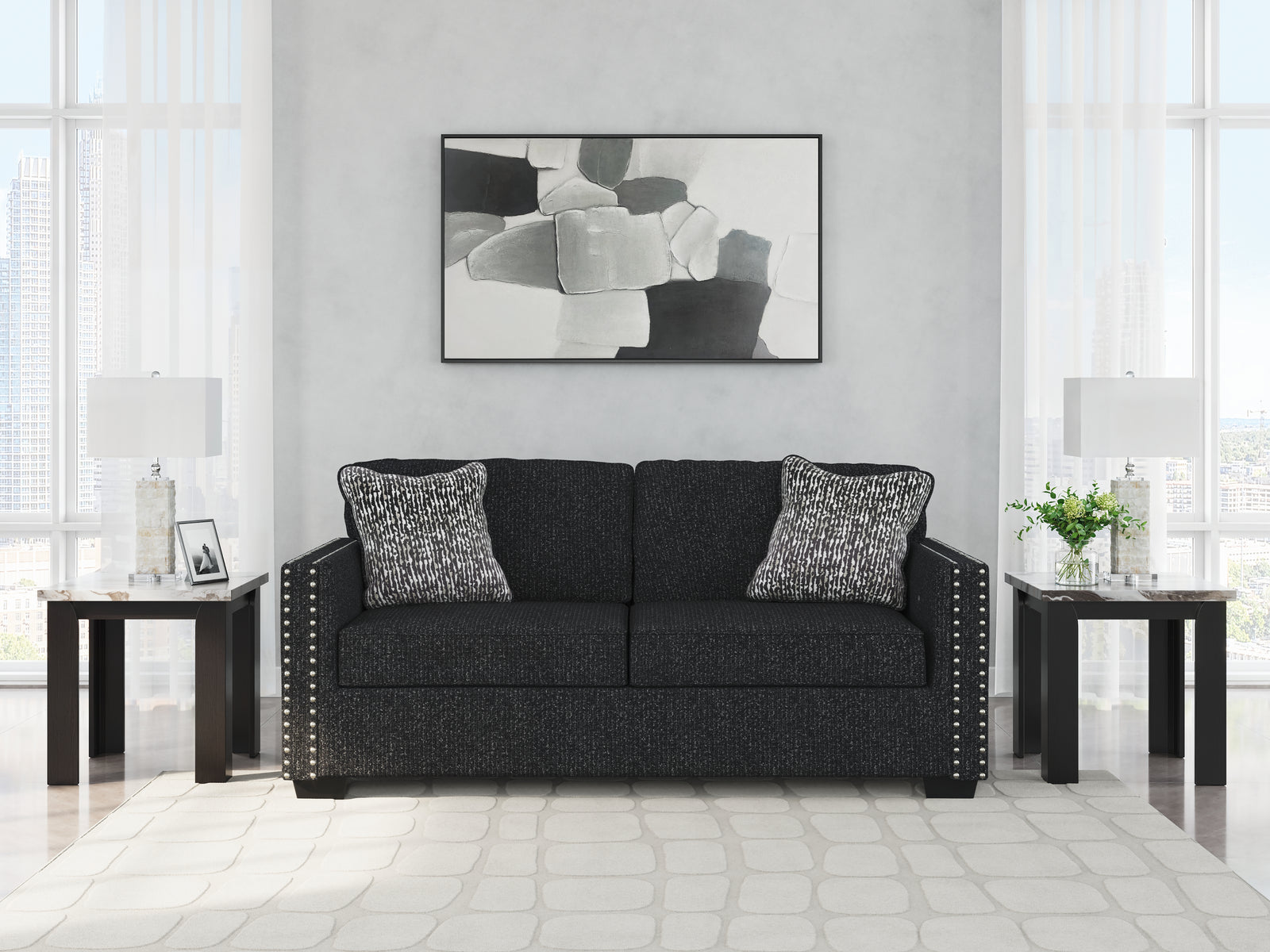 Jasmine Peaks Coal Chenille Sofa