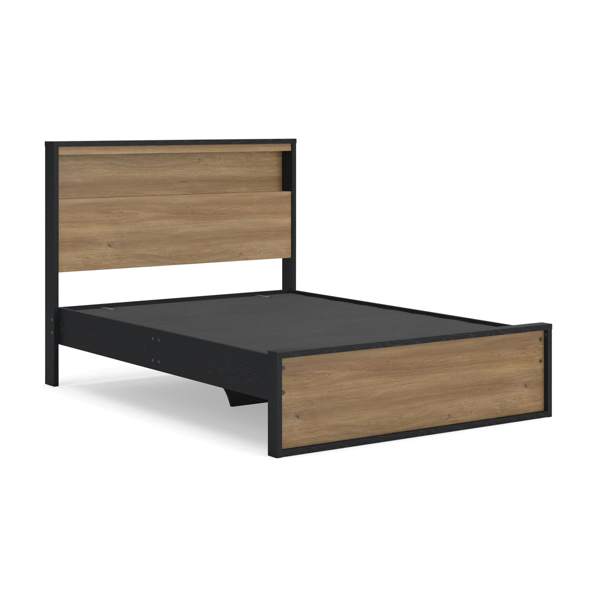 Kozmour Black/Brown Full Bookcase Complete Bed Frame — angled view