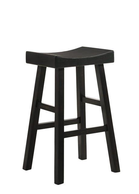 Aruba Saddle Black Rustic Oak Transitional Wood Bar Stool - Ella Furniture