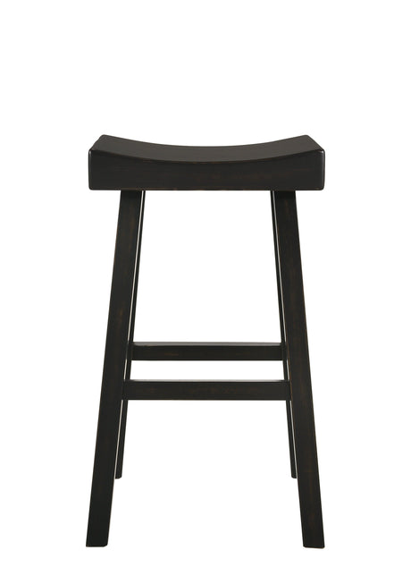 Aruba Saddle Black Rustic Oak Transitional Wood Bar Stool - Ella Furniture