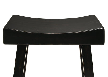 Aruba Saddle Black Rustic Oak Transitional Wood Bar Stool - Ella Furniture
