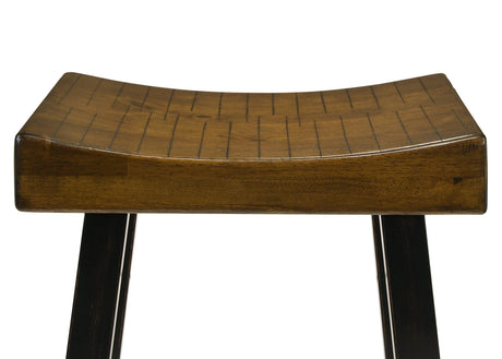 Aruba Saddle Black Rustic Oak Transitional Wood Bar Stool - Ella Furniture