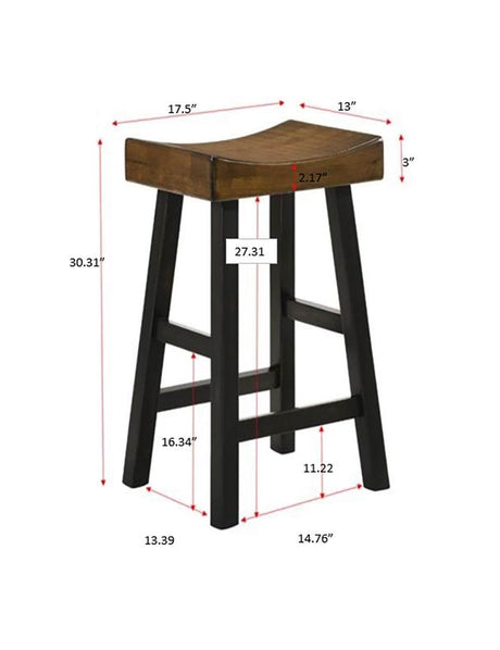 Aruba Saddle Black Rustic Oak Transitional Wood Bar Stool - Ella Furniture