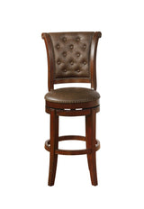 Granville Brown Faux Leather Transitional Wood Bar Stool - Ella Furniture