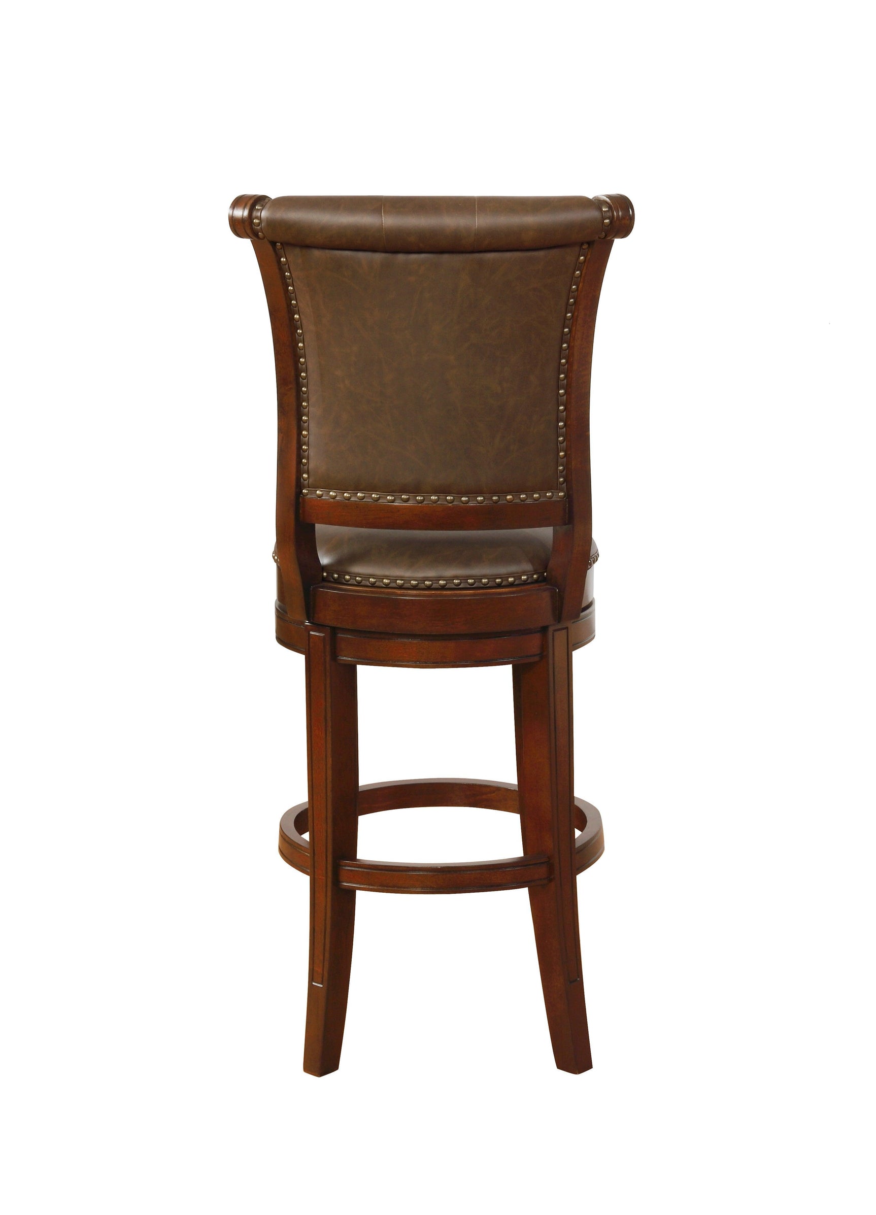 Granville Brown Faux Leather Transitional Wood Bar Stool - Ella Furniture