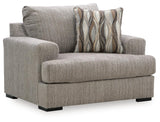 Lofwood Fossil Chenille Oversized Chair — angled view