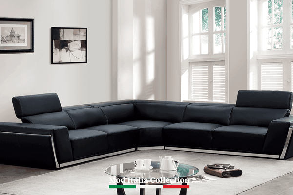 Domo Black Leather Sectional