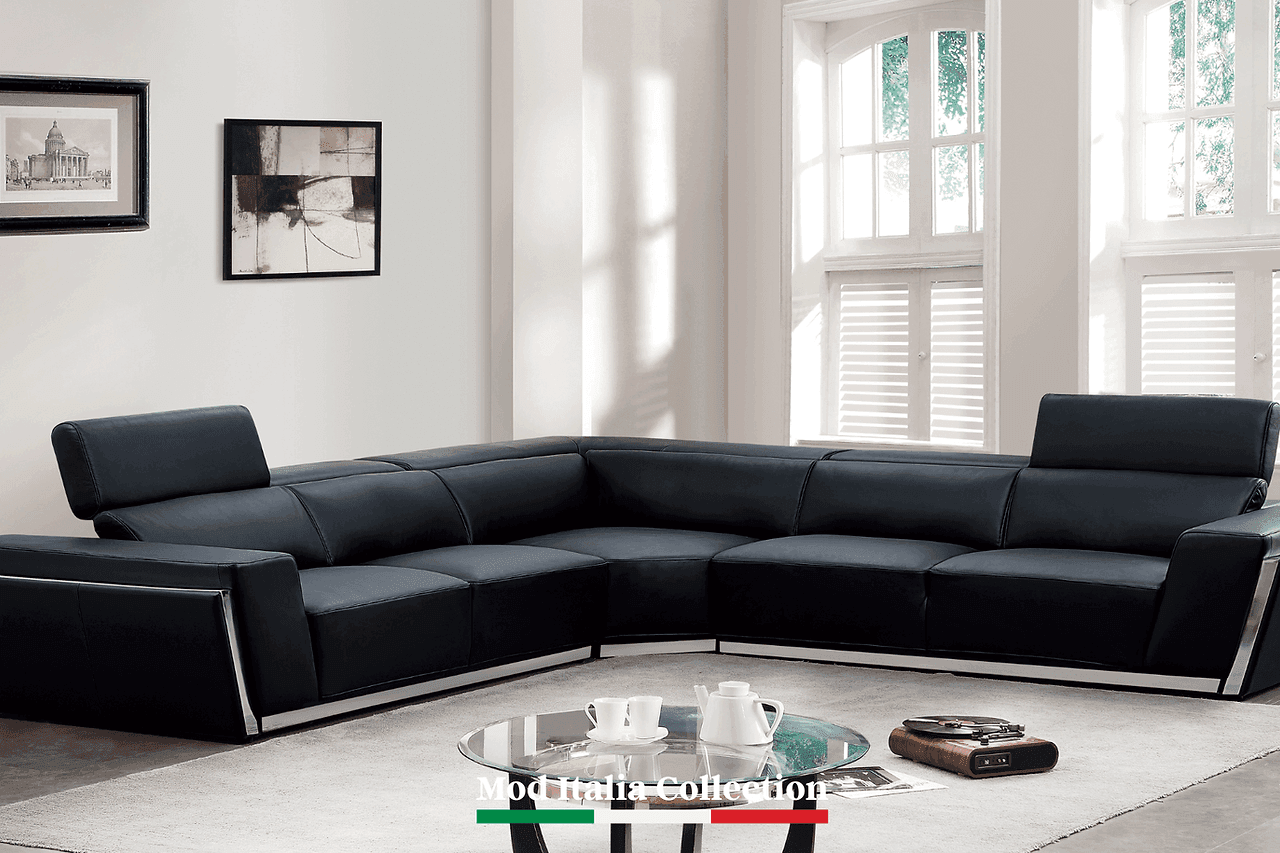 Domo Black Leather Sectional