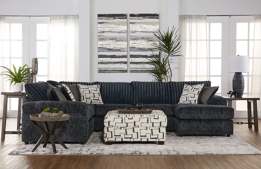 Galactic Charcoal 3-Piece Fabric Sectional