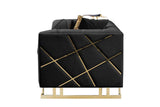 Designer Black with Gold Modern Contemporary Wood, Engineered Wood Velvet Sofa&Loveseat - Ella Furniture