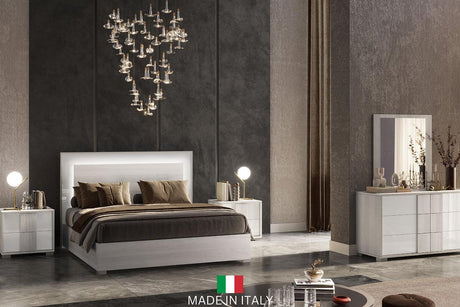 Tower White Modern Contemporary Traditional Solid Wood LED Panel Bedroom Set - Ella Furniture