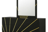 Zenia Black/Gold Modern Contemporary High Gloss Lacquer Solid Wood LED Bedroom Set - Ella Furniture