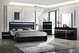 San Marino Black Modern Contemporary High Gloss Lacquer 5-Drawers Chest - Ella Furniture