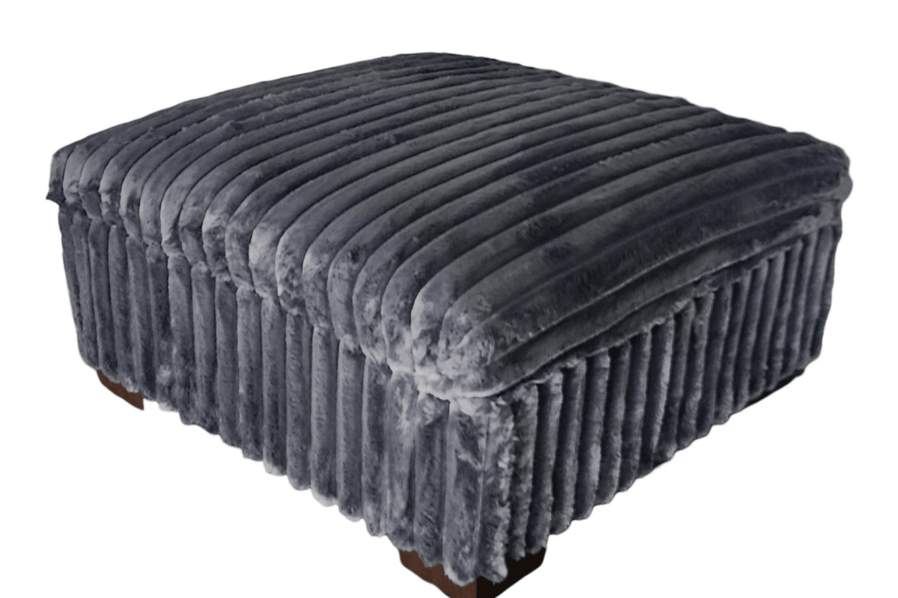 Texan Gray Corduroy Ottoman