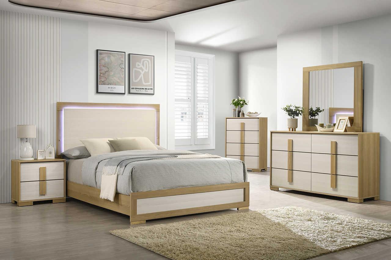 Maya Natural LED Panel Bedroom Set
