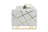 Designer Off-white with Gold Contemporary Wood, Engineered Wood Velvet Chair - Ella Furniture